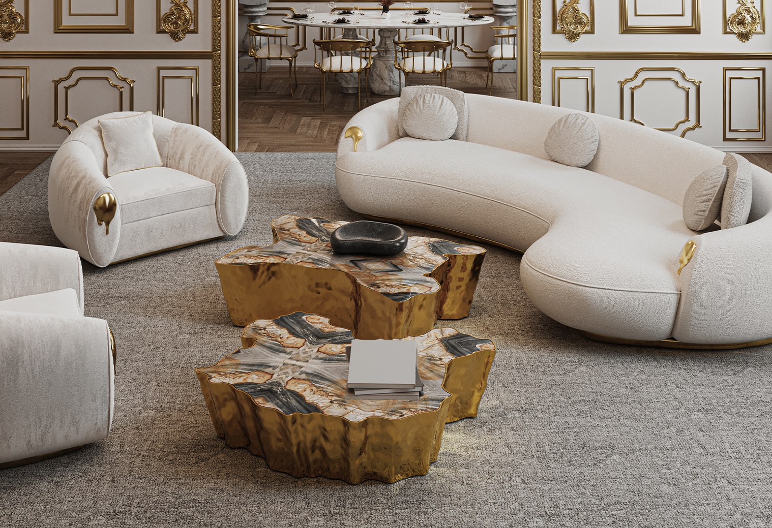 Eden Gold Tree Trunk Center Table