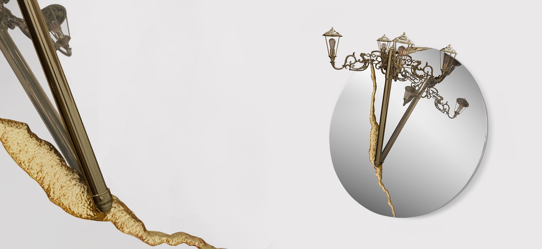 Lumiere Sculptural Gold Mirror golden furniture Pakistan