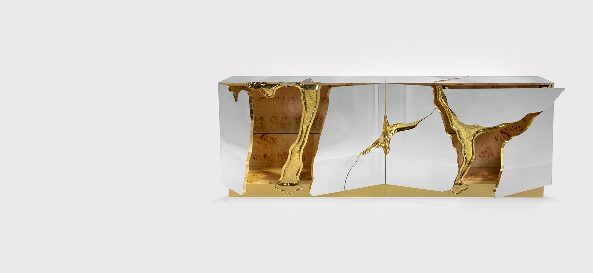 Lapiaz Mirror Gold Fissure Sideboard