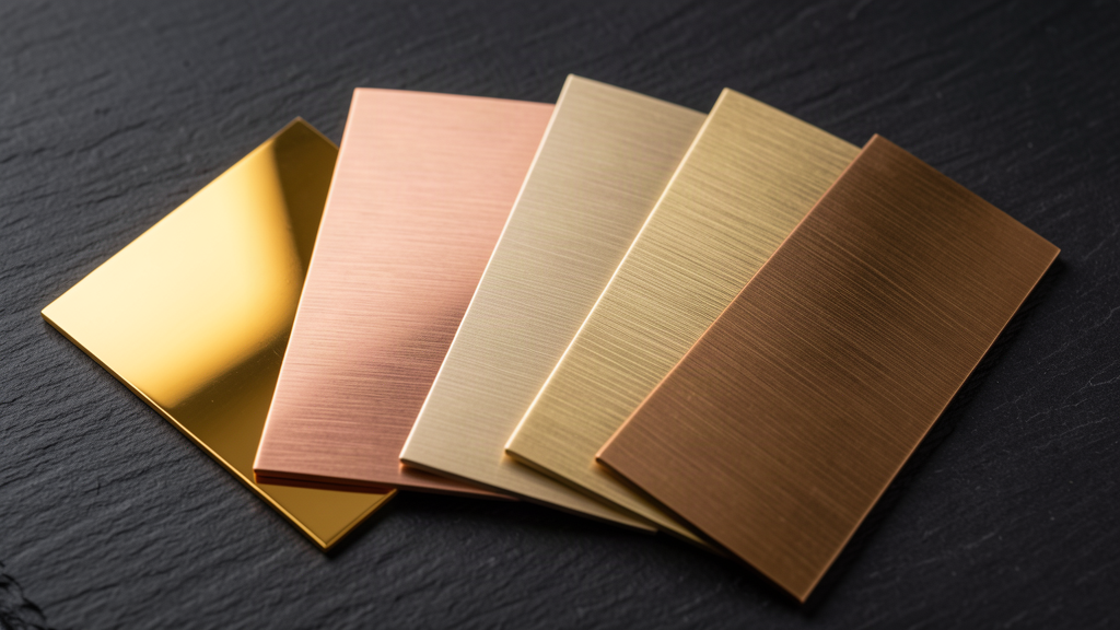 Gold PVD colour master swatch board for quality matching