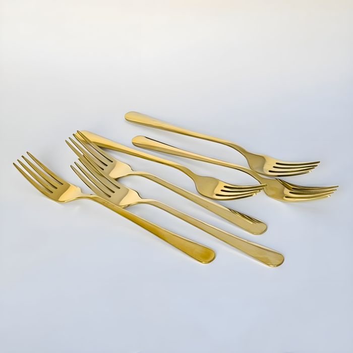 6pcs Long Back Forks-14G-Golden PVD Coated — PVD gold coated stainless steel by Fusion Coatings Lahore