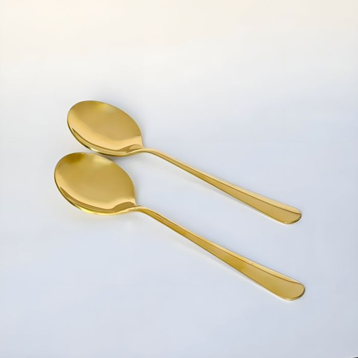 2pcs Long Back Curry Spoon-14G-Golden PVD Coated — PVD gold coated stainless steel by Fusion Coatings Lahore