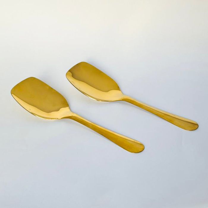 2pcs Long Back Rice Serving Spoon-14G-Golden PVD Coated — PVD gold coated stainless steel by Fusion Coatings Lahore