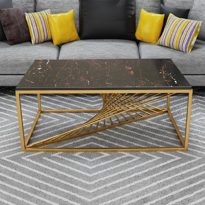 Spiral Center Table-MS Matte Golden — SS gold furniture by Fusion, Lahore