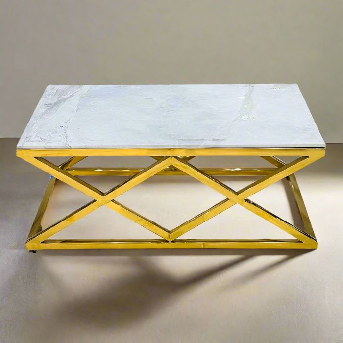 X Duo Center Table — SS gold furniture by Fusion, Lahore
